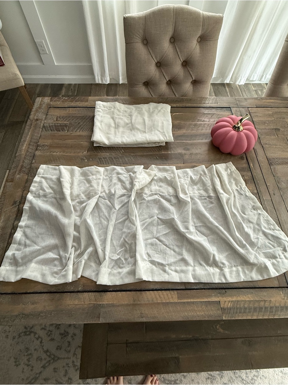 Natural linen light filtering balance curtain (3 total)